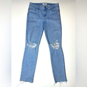 Paige Women's Skyline Ankle Peg Light Blue Distressed Jeans Size- 29